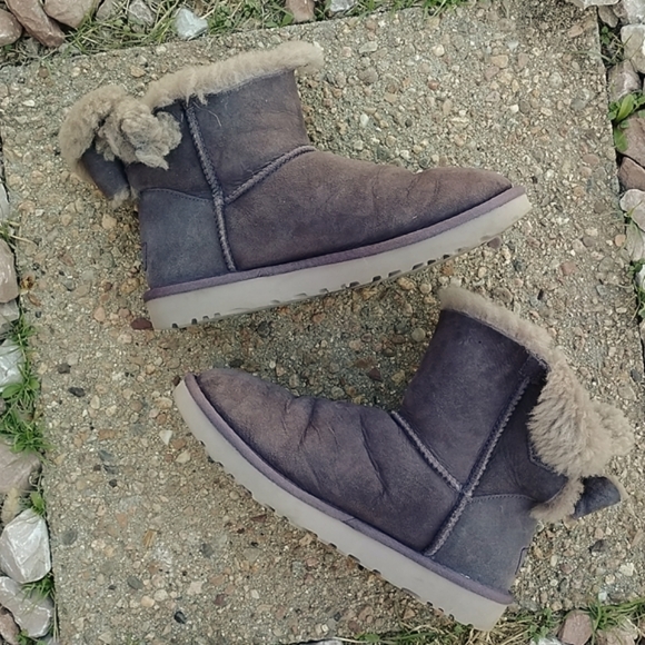 UGG Naveah suede leather shearling lined bow boots women's sz 8 - Picture 13 of 14
